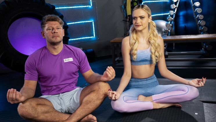 Blonde babe Novella Night takes Michael Fly's big cock in deep throat yoga session • viral must-watch • FapNest